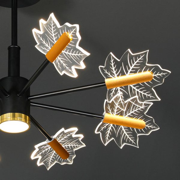 Modern Minimalist Branch Maple Leaf Iron Acrylic LED Chandelier For Living Room - Image 9