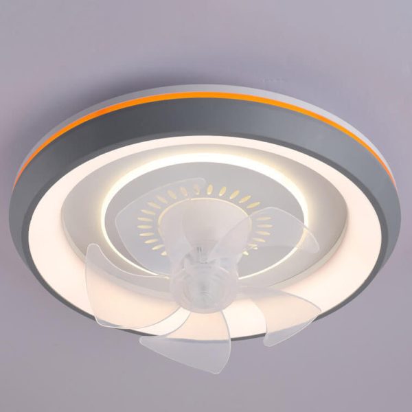 Modern Minimalist Round Swing Head Inverter LED Flush Mount Ceiling Fan Light - Image 6