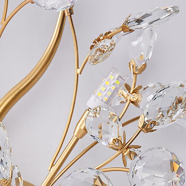 Modern Art Deco Luxury Crystal Floral Branch Iron 3-Light Wall Sconce Lamp For Living Room - Image 8