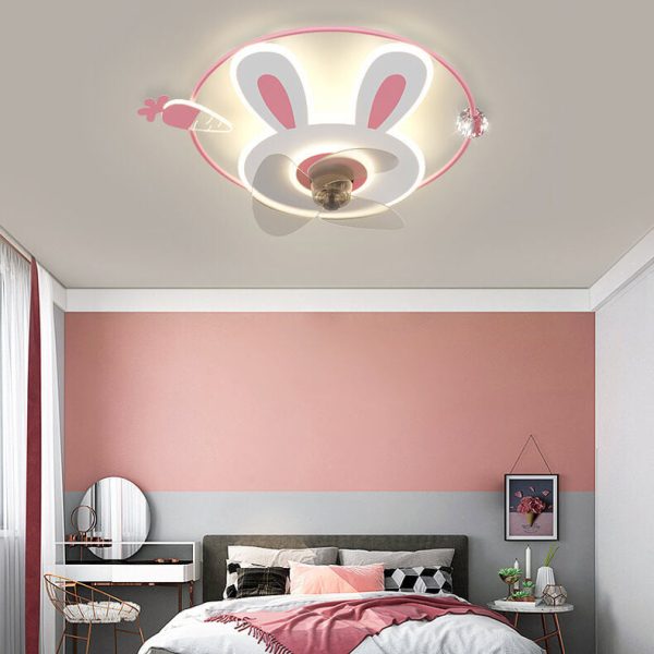 Cartoon Creative Bunny Carrot LED Flush Mount Ceiling Fan Light - Image 2