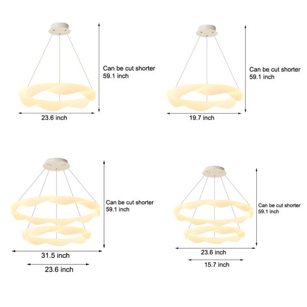 Creative Cream Style Designer Rings 3 Step Dimming Modern Chandelier - Image 9