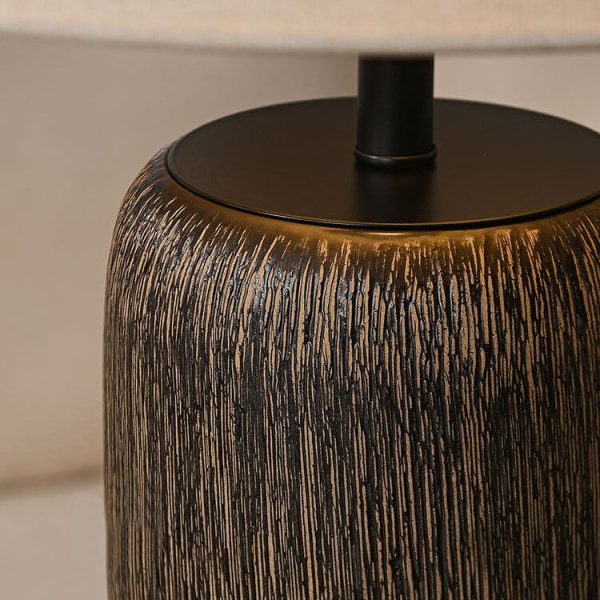 Japanese Wabi-sabi Fabric Shade Ceramic Column Base 1-Light Standing Floor Lamp - Image 8