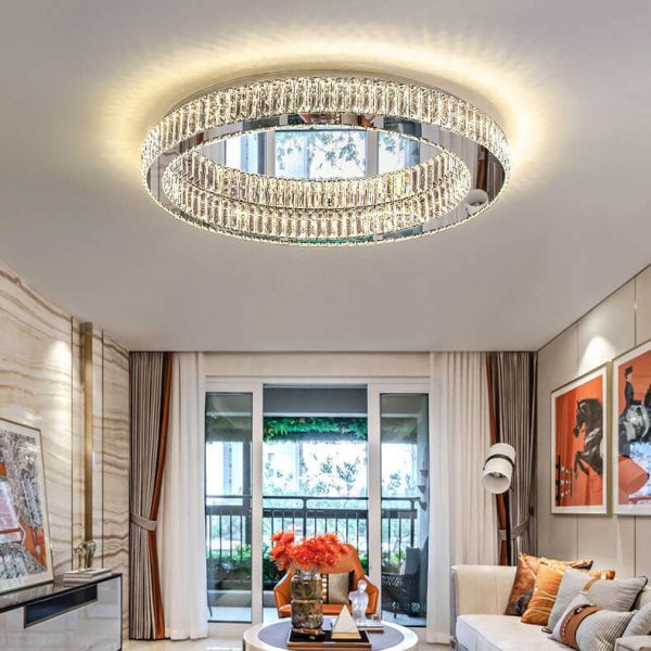 Modern Round Flush Mount Lighting Crystal LED Ceiling Light - Image 16