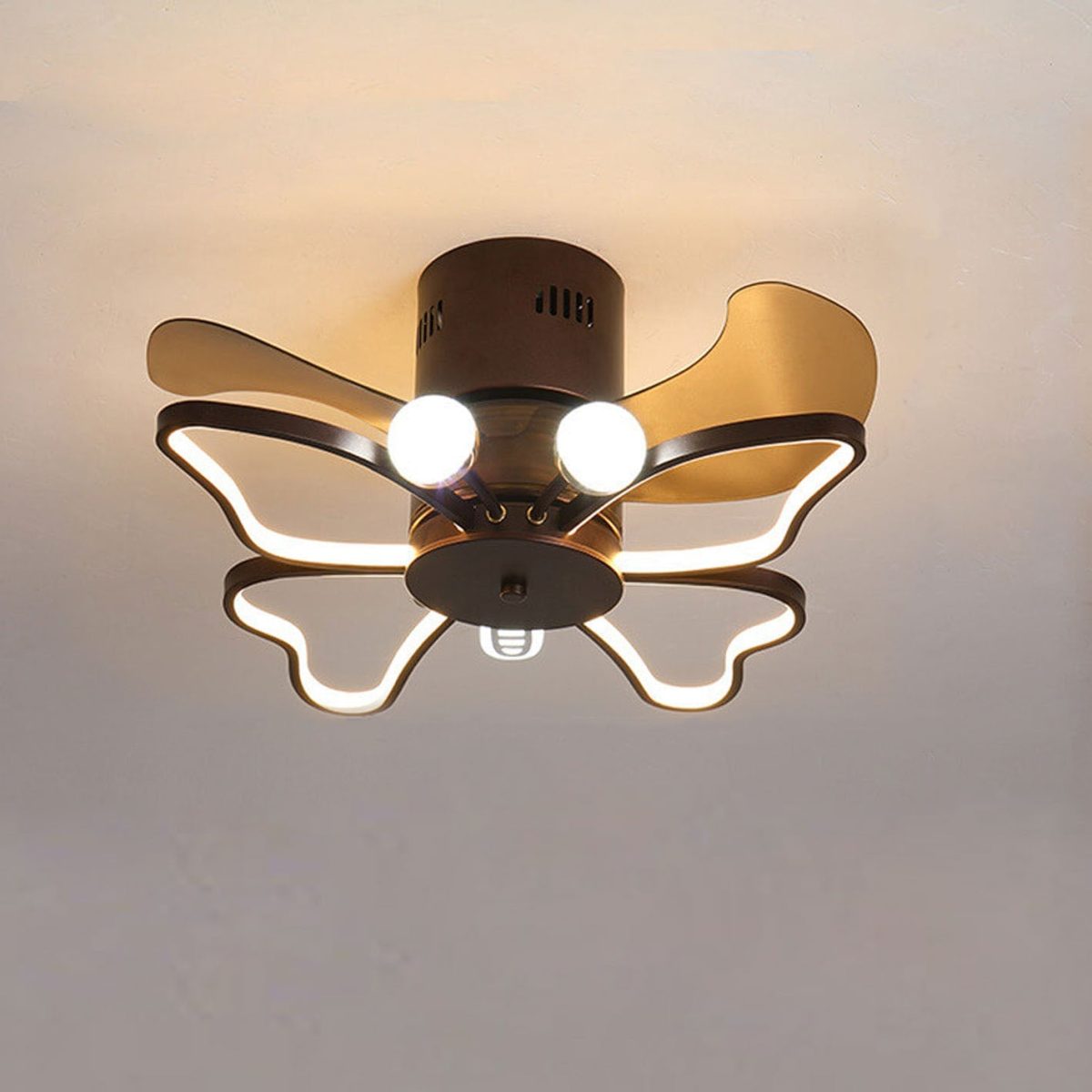 Nordic Creative Butterfly Shape LED Semi-Flush Mount Ceiling Fan Light - Image 2