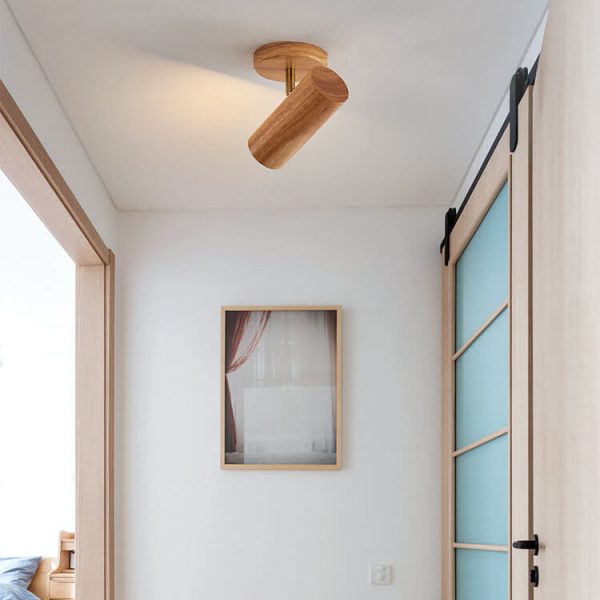 Japanese Minimalist Solid Wood Spotlight Track 1/3/4 Light Flush Mount Ceiling Light - Image 3