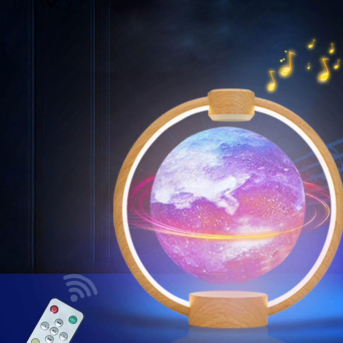 Creative Maglev Moon Design LED Colorful Light Night Light Table Lamp - Image 8