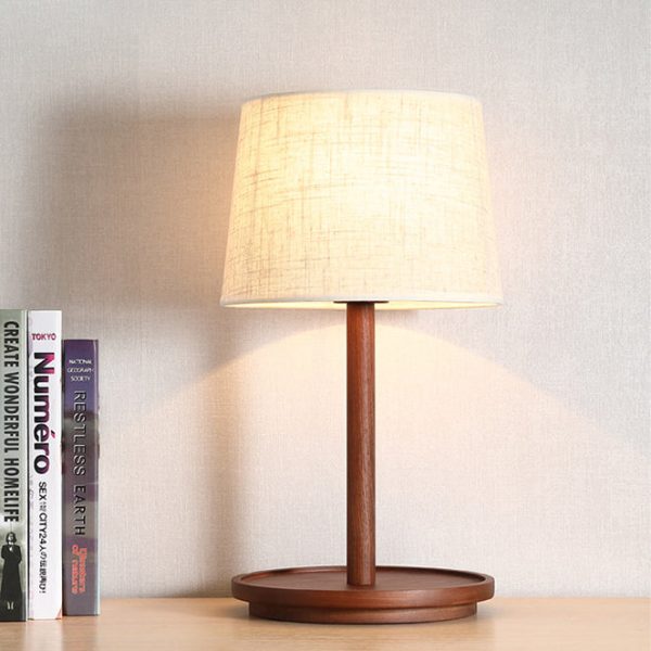 Modern Minimalist Cone Fabric Wood Base 1-Light Table Lamp For Study - Image 13