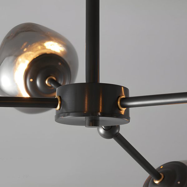 3/5/8-Light Molecule Dimpled Lava Glass Chandelier with Black Metallic Arms - Image 8
