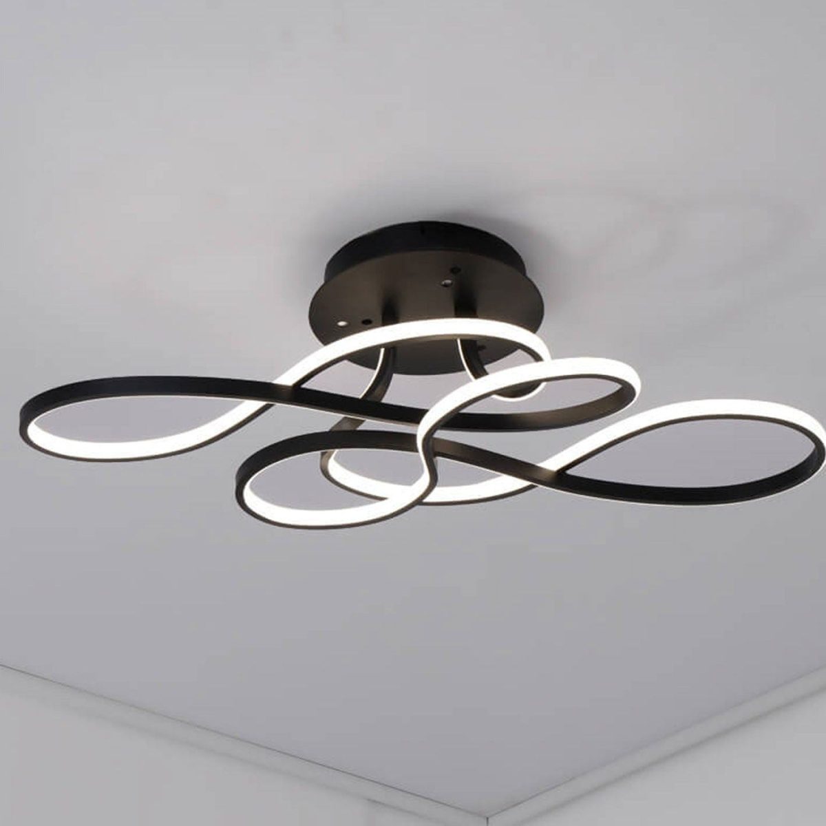 Modern Minimalist Aluminum Acrylic Line LED Flush Mount Ceiling Light - Image 4