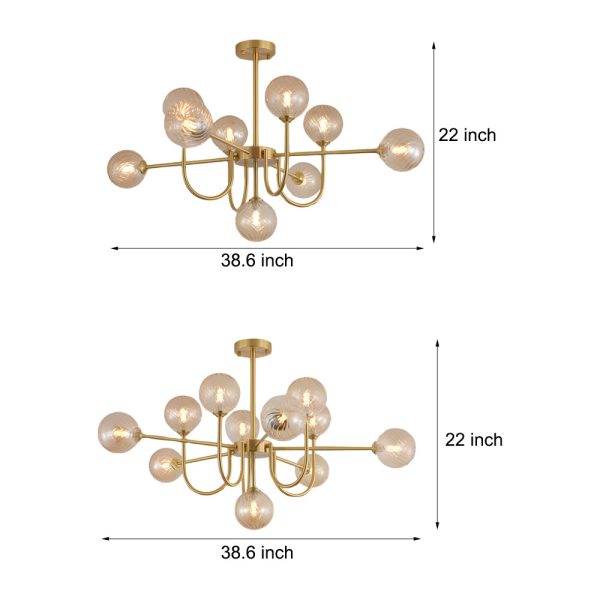 Amber Glass Globe Molecule Chandelier - Image 8
