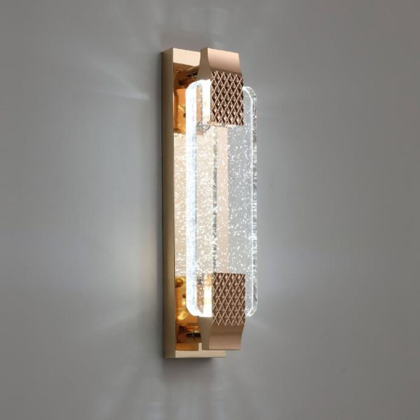 European Light Luxury Rectangular Bubble Crystal LED Wall Sconce Lamp - Image 3