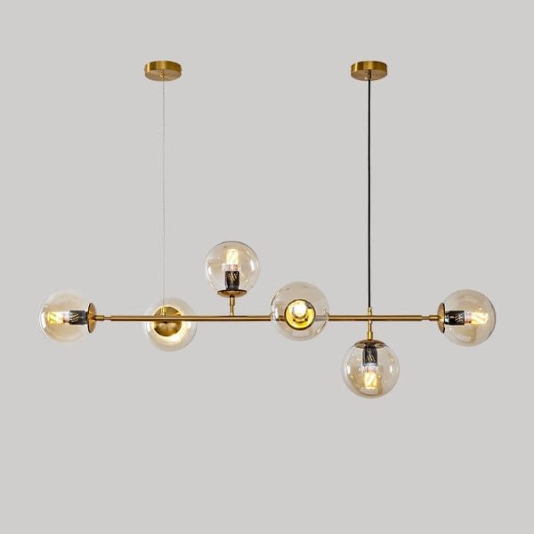 Nordic Minimalist Colorful Orb Hardware Glass 6-Light Island Light Chandelier - Image 2