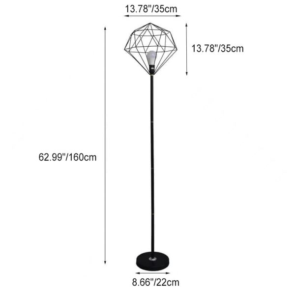 Contemporary Simplicity Iron Hollow Diamond Shape 1-Light Standing Floor Lamp For Study - Image 6