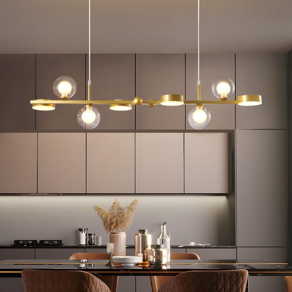 6/8-Light 3step Dimming Glass Ball LED Long Dining Room Chandelier - Image 7