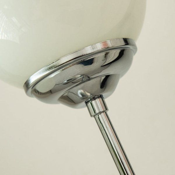 Vintage Chrome Iron Glass Ball 2-Light Table Lamp - Image 9