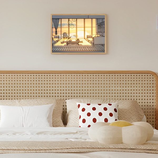 Wood Frame Ins Touch Control Dimmable LED Sunshine Painting Night Light - Image 4