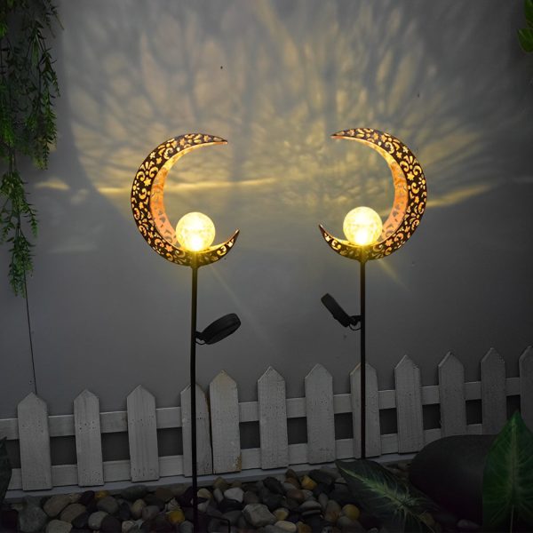 Mystical Moon & Sun Flame Iron Hollow Projector Solar Garden Light - Image 4
