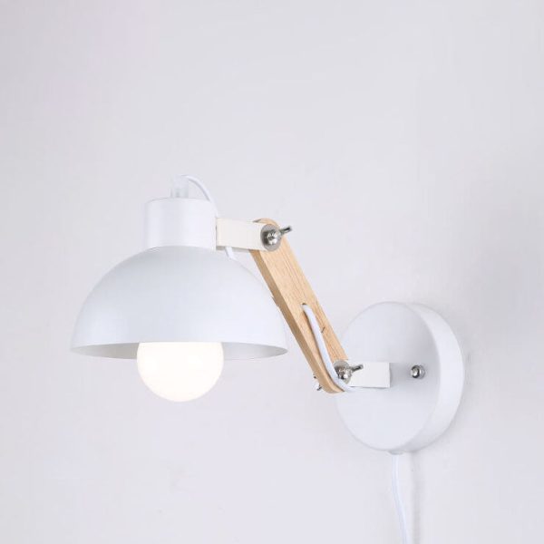 Modern Nordic Iron Semicircle Adjustable Wooden Lamp Arm 1-Light Wall Sconce Lamp - Image 19