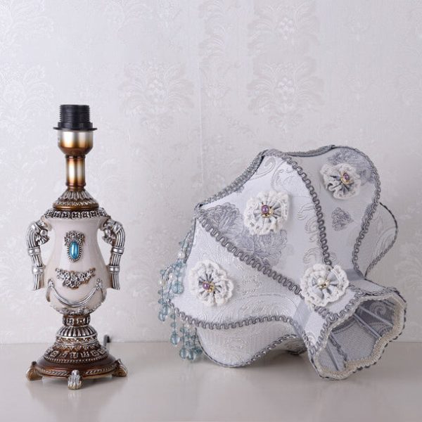 European Court Light Purple Fabric Tassel 1-Light Table Lamp - Image 7
