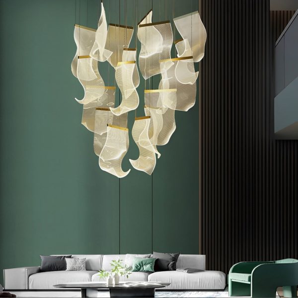 Irregular Curl Acrylic Paper Stepless Dimming LED Nordic Chandelier - Image 6