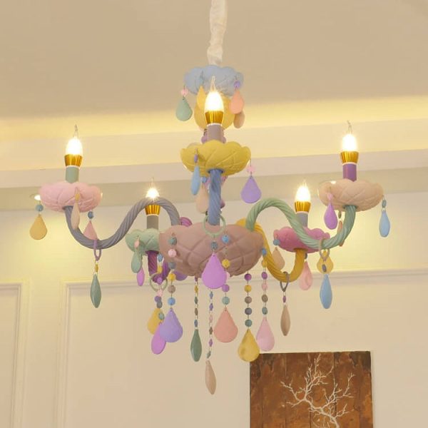 Modern Children's Princess Macaroon Candelabra Crystal Glass 5/6/8/10/12/15 Light Chandelier - Image 2