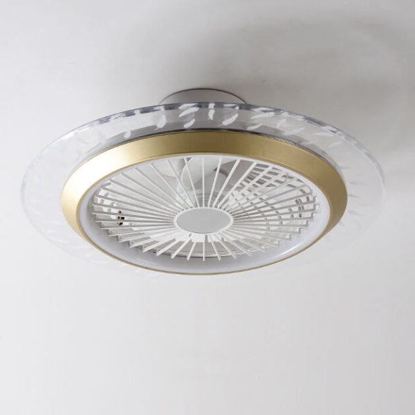 Modern RGB Acrylic Round LED Seme-Flush Mount Ceiling Fan Light - Image 14