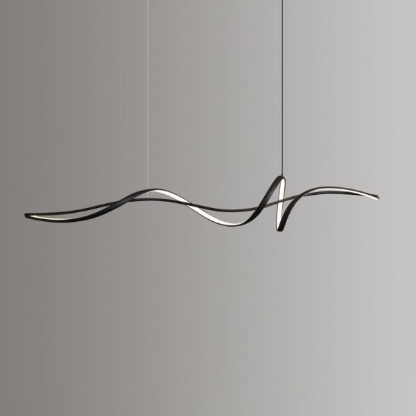 Modern Minimalist Wave Strip Line Iron Aluminium Silica LED Chandeliers Island Light For Dining Room - Image 11