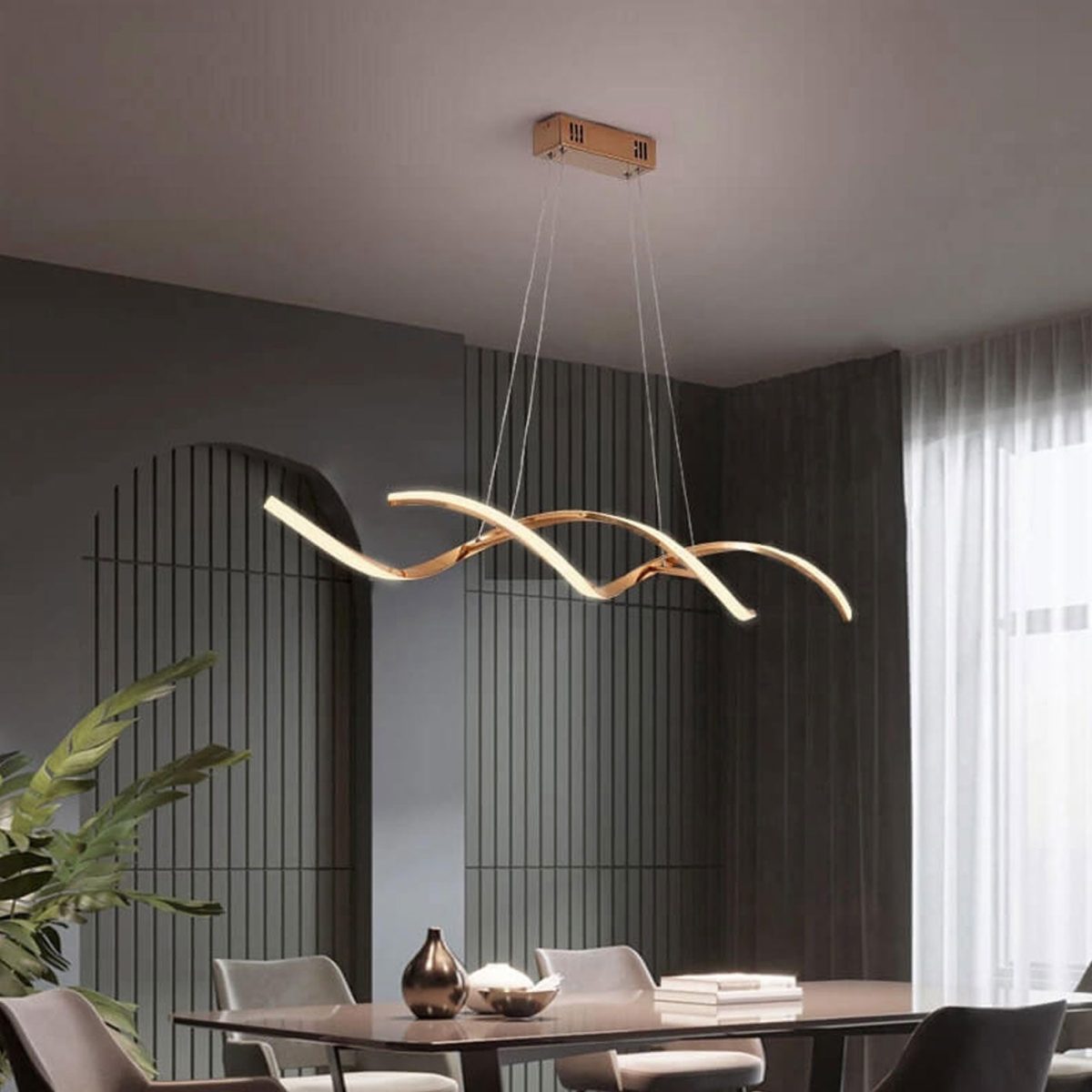 Modern Minimalist Strip Curve Island Light LED Chandelier - Image 2