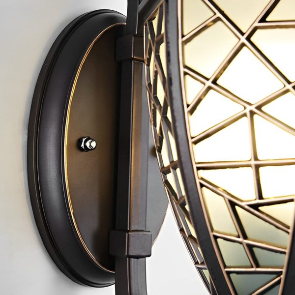Retro Pattern Waterproof Black American Style Solar Powered Wall Lamp - Image 14