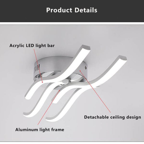 Simple Line Wave LED Semi-Flush Mount Ceiling Light - Image 4