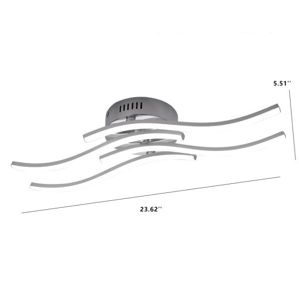 Simple Line Wave LED Semi-Flush Mount Ceiling Light - Image 7