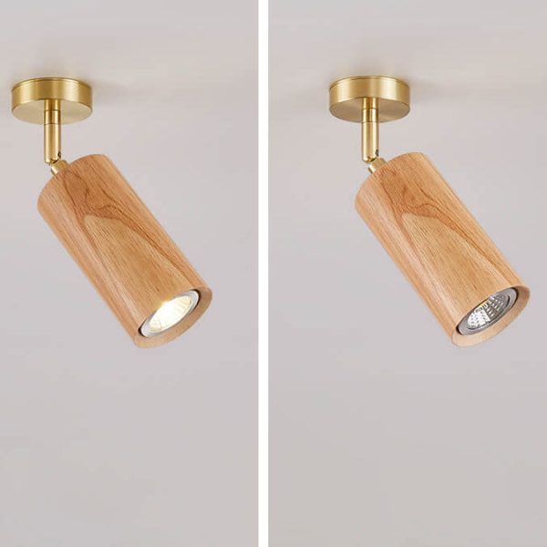Nordic Minimalist Walnut Wood Spotlight Linear Track 1/2/3/4 Light LED Semi-Flush Mount Ceiling Light - Image 23