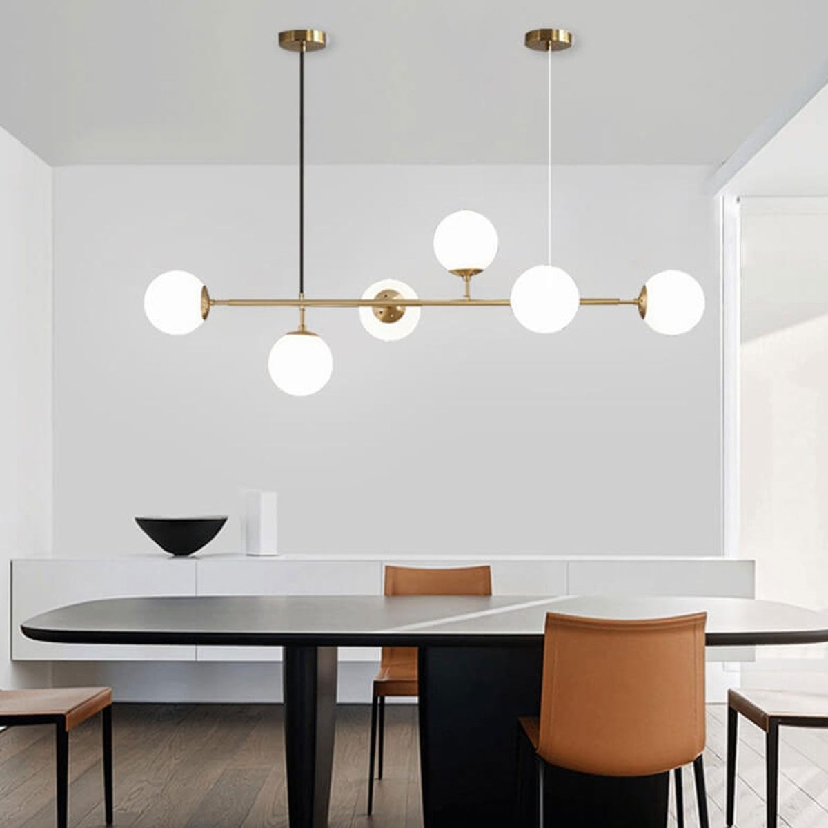 Modern Minimalist Long Glass Round Globe Island Light 6-Light Chandelier - Image 20