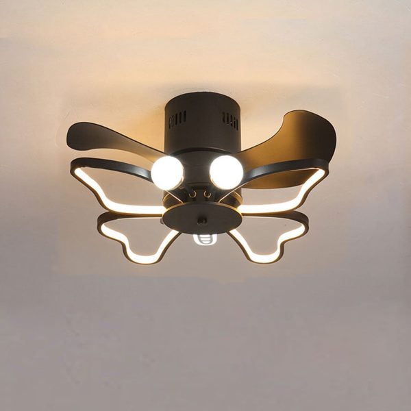 Nordic Creative Butterfly Shape LED Semi-Flush Mount Ceiling Fan Light - Image 3