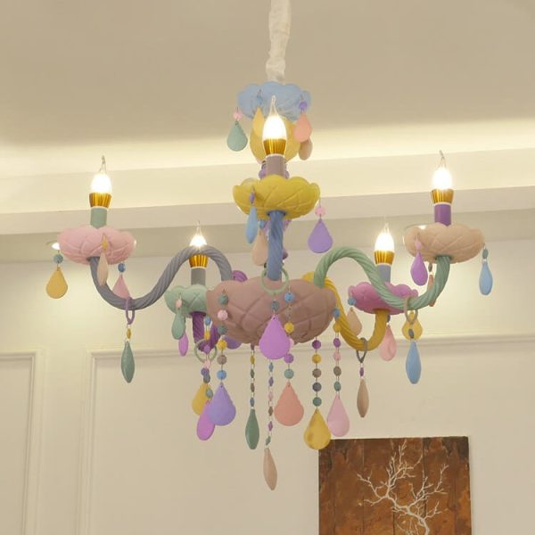 Modern Children's Princess Macaroon Candelabra Crystal Glass 5/6/8/10/12/15 Light Chandelier - Image 26