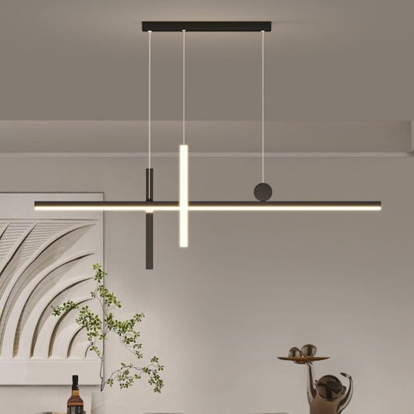 Modern Minimalist Strip Cone Circle Iron Acrylic LED Chandeliers Island Light For Dining Room - Image 5