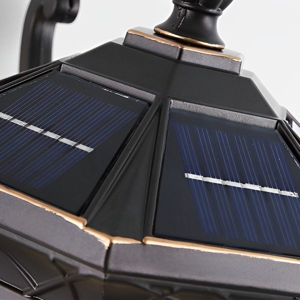 Retro Pattern Waterproof Black American Style Solar Powered Wall Lamp - Image 15