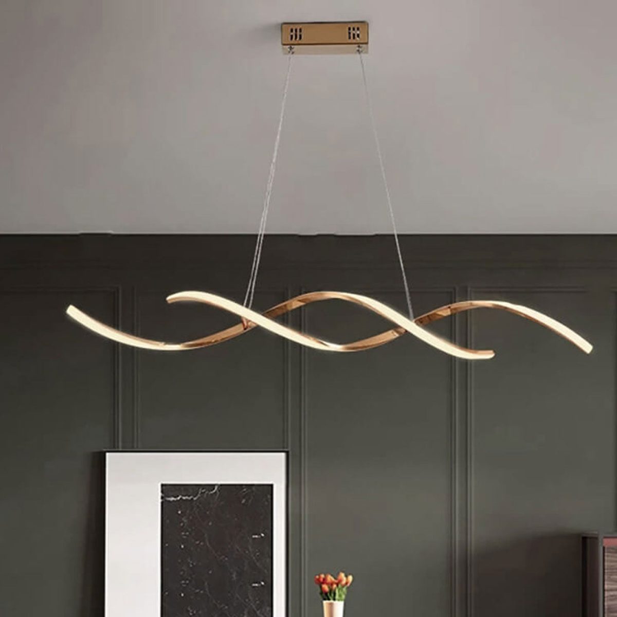 Modern Minimalist Strip Curve Island Light LED Chandelier - Image 19