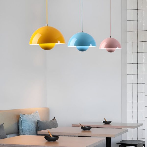 1-Light Metal Mushroom Nordic Flowerpot Pendant Light - Image 3