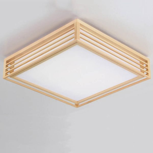 Nordic Solid Wood Square LED Japanese Tatami Flush Mount Ceiling Light - Image 23