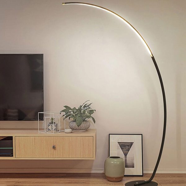 Minimalist Curved Line LED Aluminum Standing Floor Lamp - Image 2