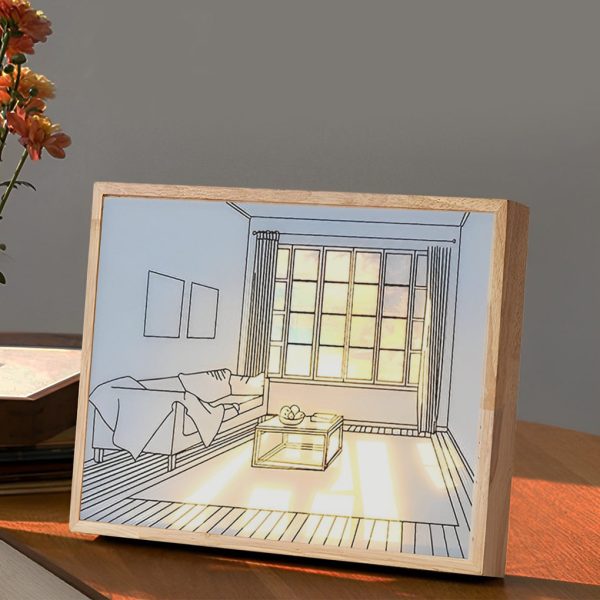Wood Frame Ins Touch Control Dimmable LED Sunshine Painting Night Light - Image 5