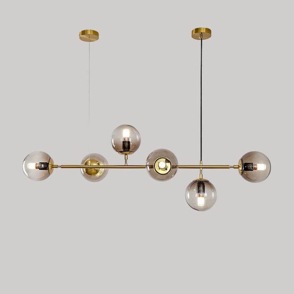 Nordic Minimalist Colorful Orb Hardware Glass 6-Light Island Light Chandelier - Image 3