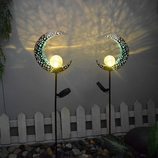 Mystical Moon & Sun Flame Iron Hollow Projector Solar Garden Light - Image 5