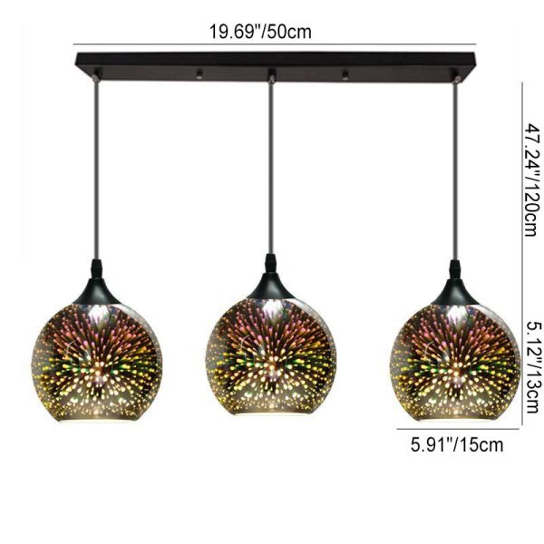 Modern Creative 3D Colorful Fireworks Glass Dome 2/3 Light Island Light Chandelier - Image 16