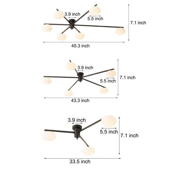 3/5/6-Light Semi Flush Mount Jasper Ceiling Lamp - Image 9
