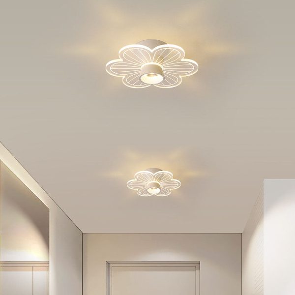 Modern Minimalist Round Rose Flower Iron Acrylic LED Flush Mount Ceiling Light For Living Room - Image 14