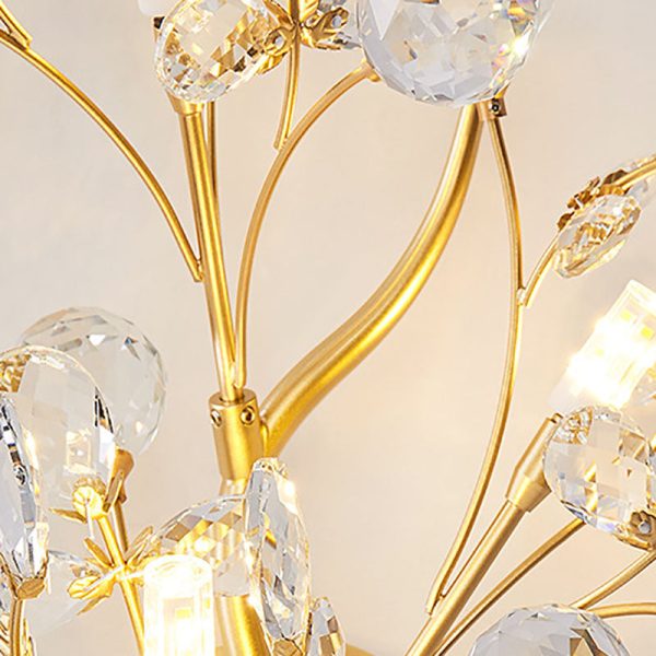 Modern Art Deco Luxury Crystal Floral Branch Iron 3-Light Wall Sconce Lamp For Living Room - Image 9