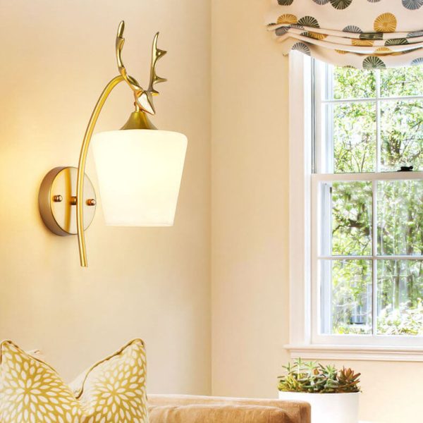 Nordic Creative Antler Glass Cone Shade 1-Light Wall Sconce Lamp - Image 15