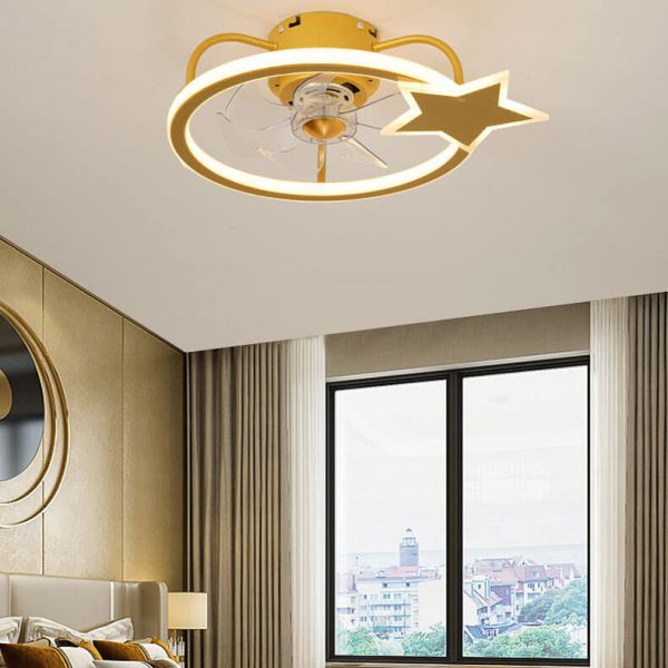 Childlike Star/Dolphin Design Quiet LED Flush Mount Fan Light - Image 17